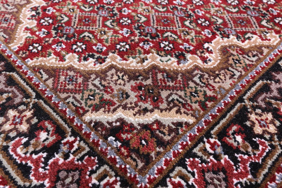 2' 0" X 6' 0" Runner Persian Tabriz Hand Knotted Wool & Silk Rug - Q13037