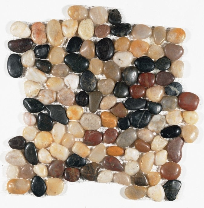 Sahara Interlocking Polished Pebbles, 12"x12", Set of 30