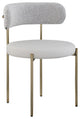 Beacon Dining Chair, Set of 2, Taupe, Vegan Leather and Boucle Fabric, Brushed Brass Finish