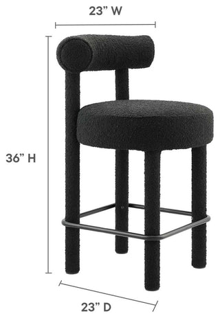 Toulouse Boucle Fabric Counter Stool - Black Black