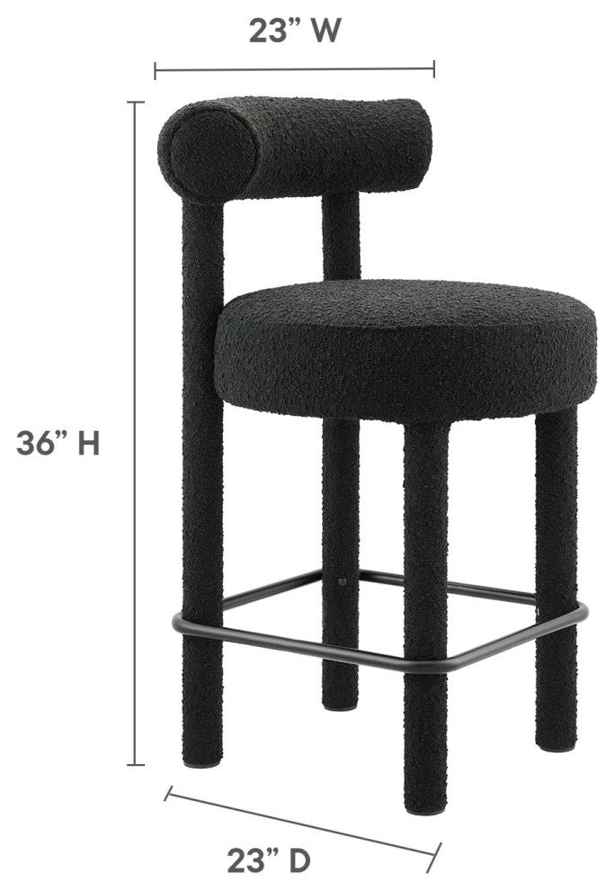 Toulouse Boucle Fabric Counter Stool - Black Black