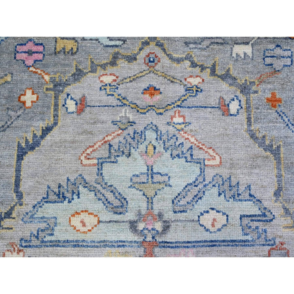 Cloud Gray Anatolian Village Inspired Wool Hand knotted Oriental Rug 10'1"x13'9"
