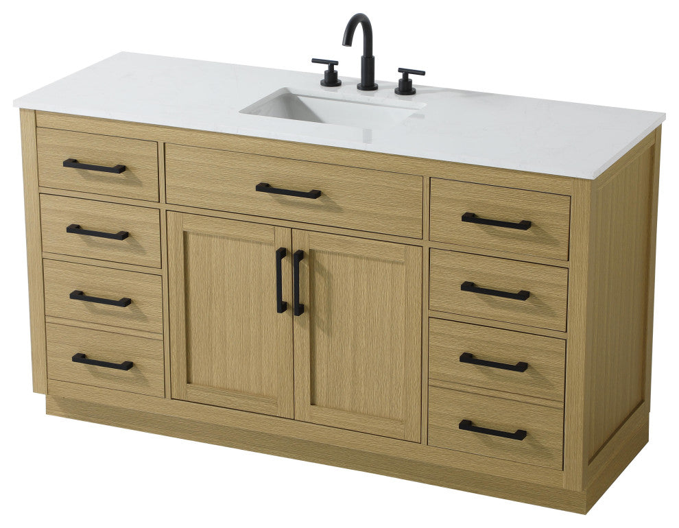 Home Living 60" Single Bathroom Vanity, Honey Brown