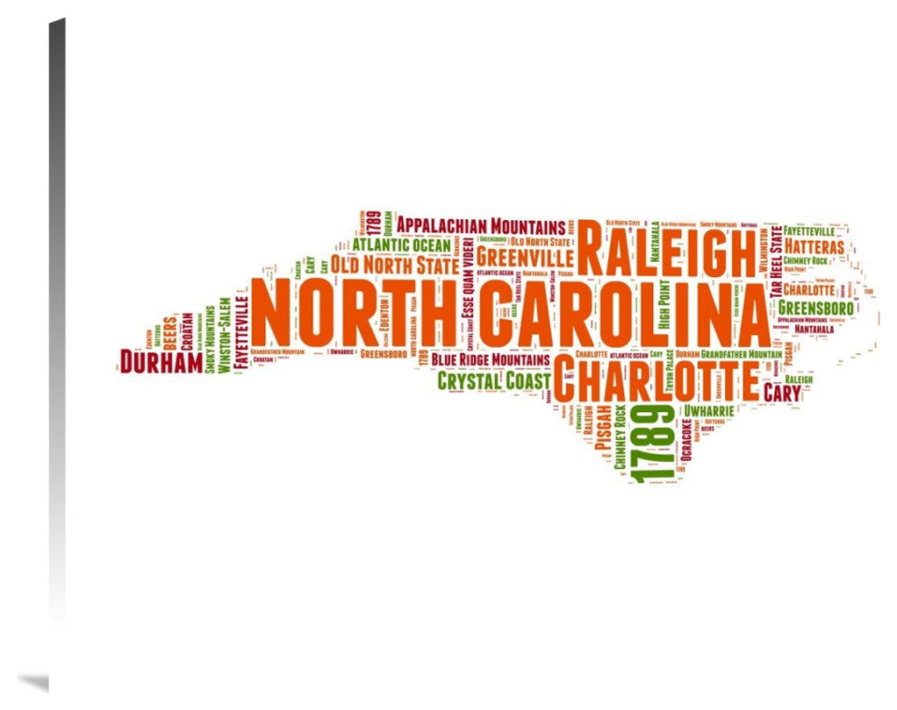 "North Carolina Word Cloud Map" Fine Art Print