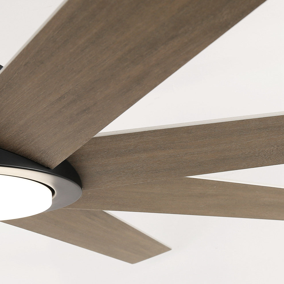 60-inch Industrial 8-Blades Black LED Ceiling Fan with Remote