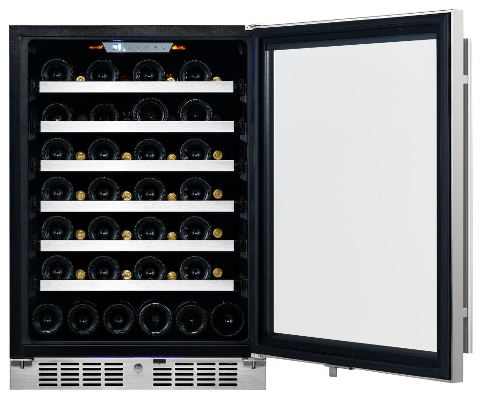 Transcend 24" 54-Bottle Seamless Stainless Steel Single Door Wine Cooler