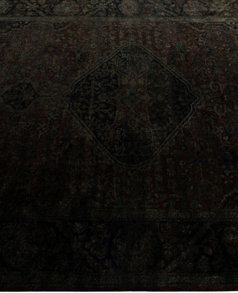Overdyed One-of-a-Kind Hand-Knotted Area Rug Black, 4' 2" x 6' 3"