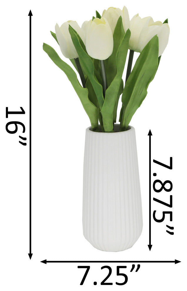 Real-Touch Tulips In 8"H Ceramic Vase