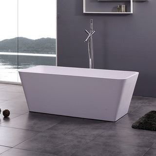 ADM Rectangular Freestanding Bathtub, Glossy White, 64.8"