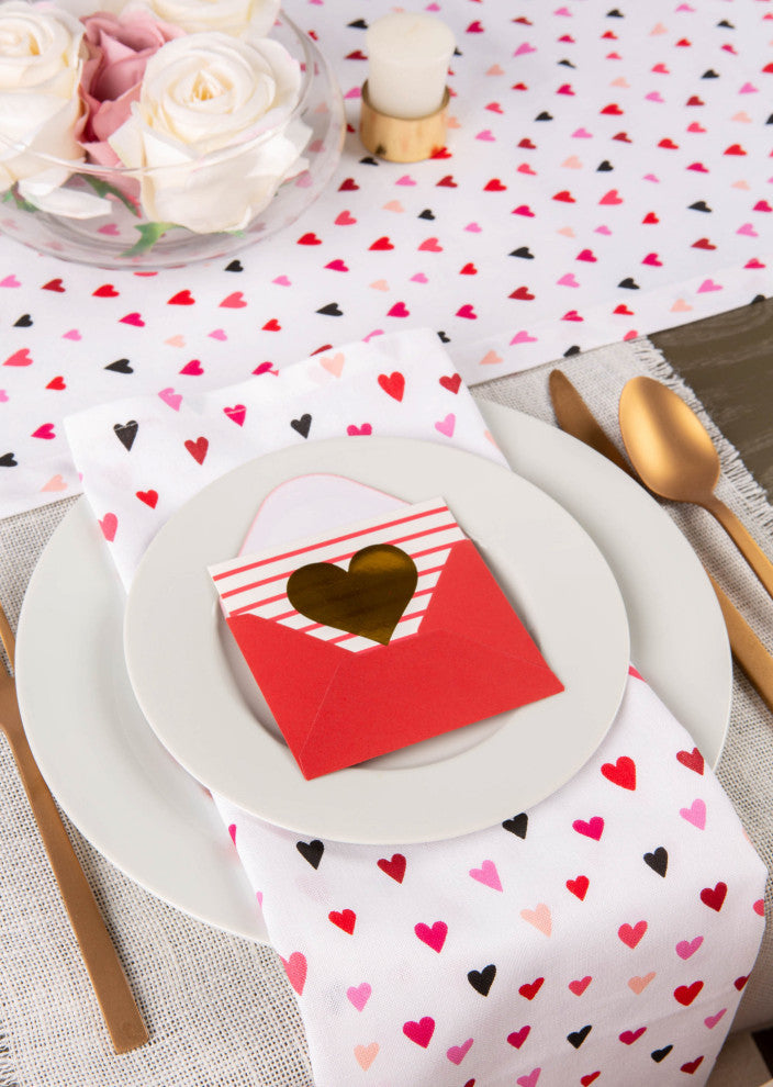 Confetti Hearts Print Table Runner 14"x72"
