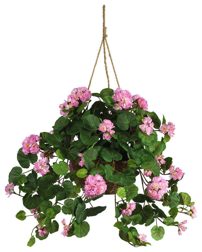 Geranium Hanging Basket Silk Plant