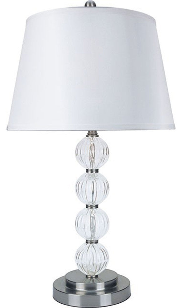 Benzara BM131782 OONA Contemporary Table Lamp, Silver and Clear, Set of 2