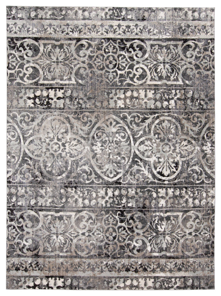 Weave & Wander Kiba Charcoal/Ivory Rug, 6'7"x9'6"