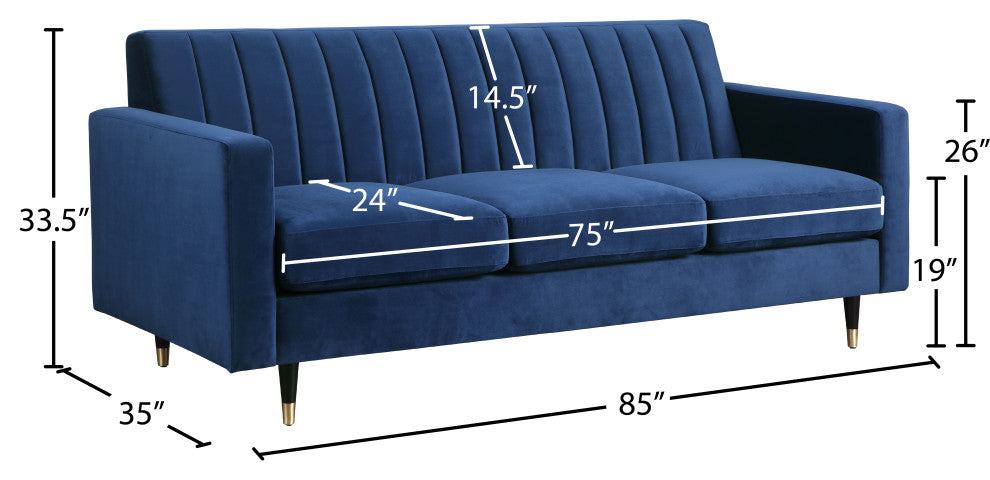 Lola Velvet Upholstered Sofa, Navy