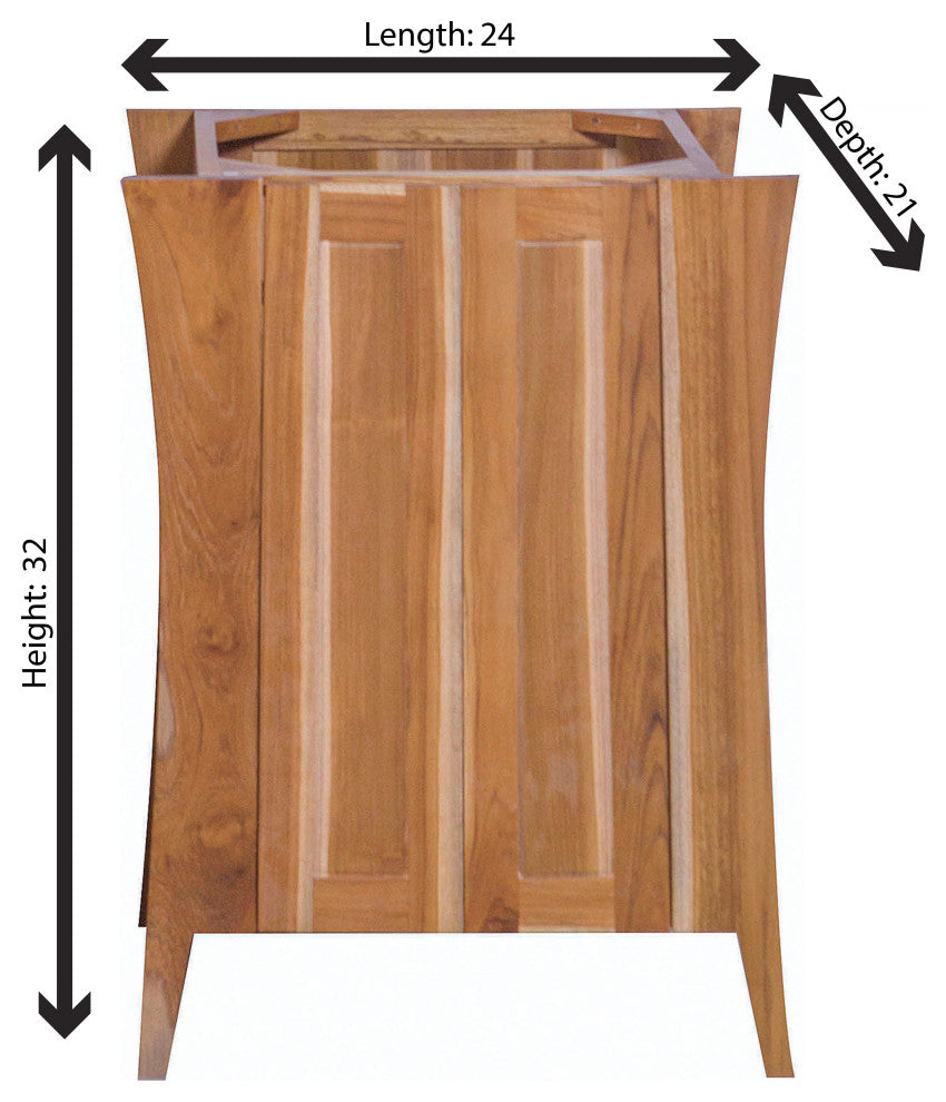EcoDecors Curvature 24" Teak Free Standing Vanity in Natural
