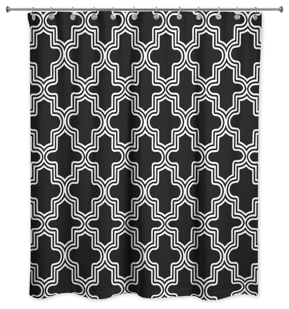 Moroccan Tile Shower Curtain, Black