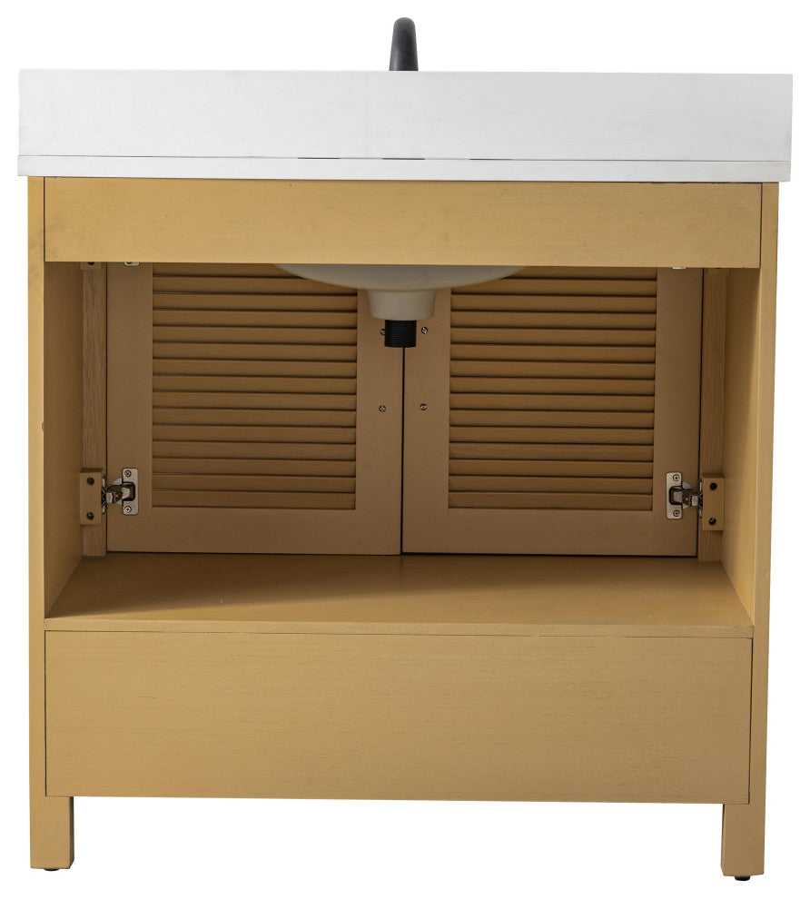 Estate Double Sink Bathroom Vanity Modular Set, Oak, 36", Single Sink