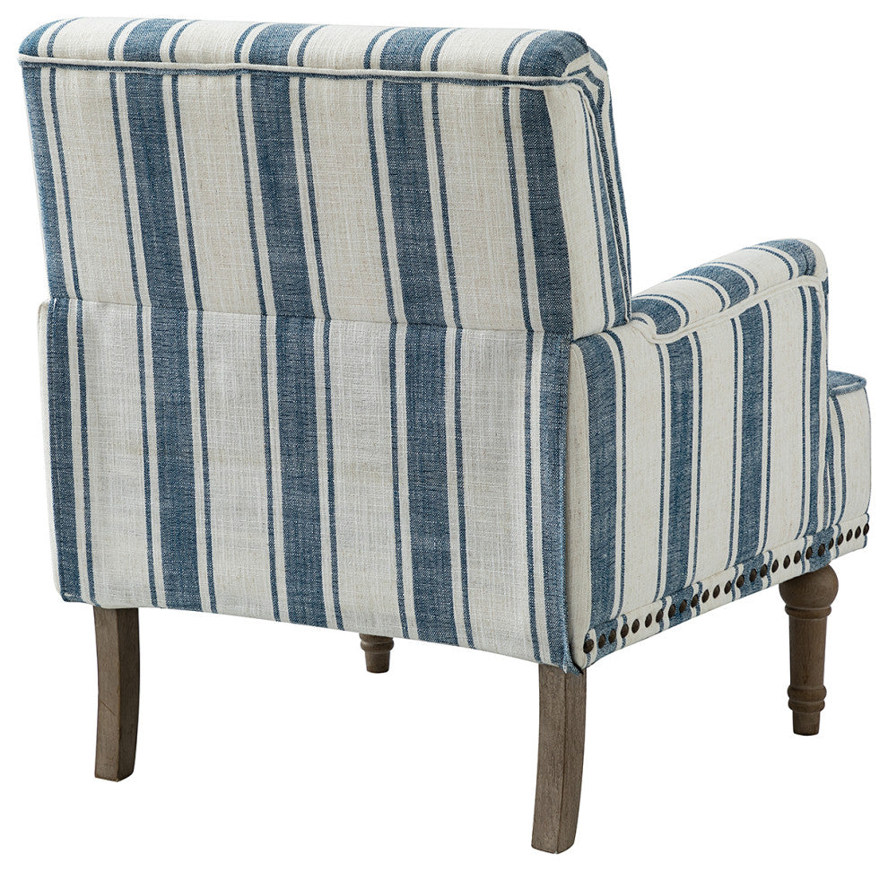 Comfy Living Room Armchair With Stripe Design Set of 2, Navy