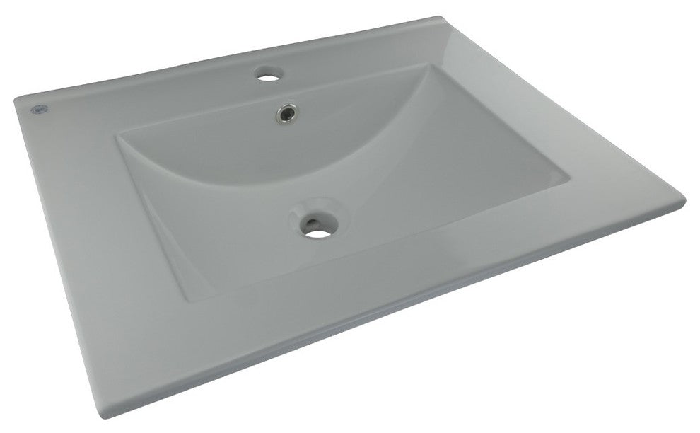 Square Bathroom Drop-in Sink Self-Rimming 24" White Porcelain Set of 2