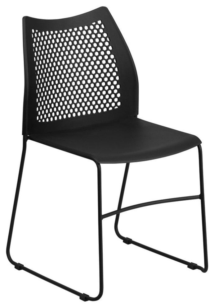 Black Sled Base Stack Chair RUT-498A-BLACK-GG