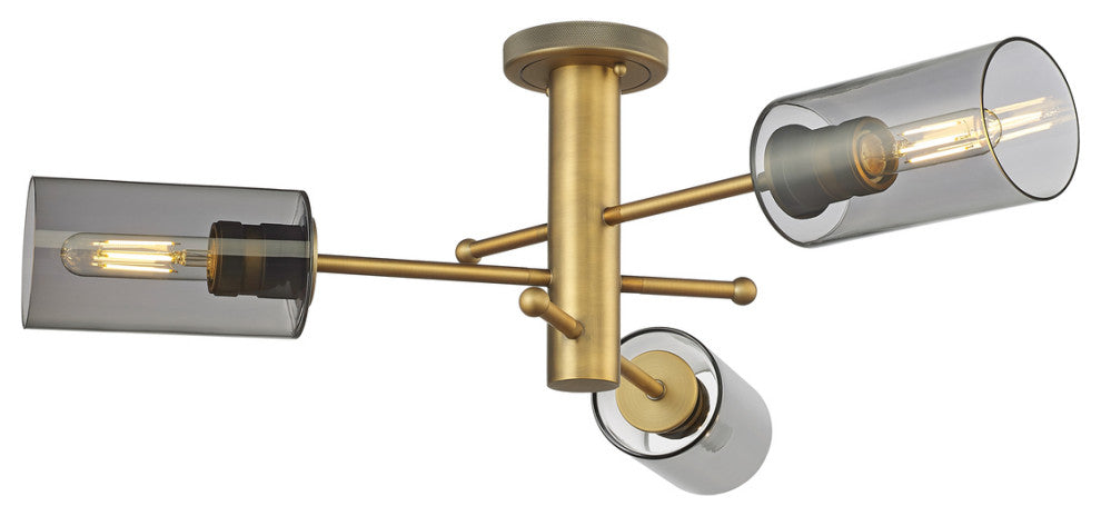 Innovations Crown Point 3 34" Flush Mount Brushed Brass