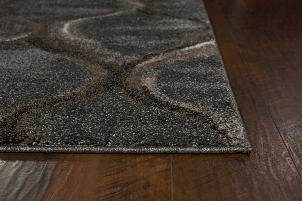 HomeRoots 5'x8' Charcoal Grey Machine Woven Ogee Indoor Area Rug
