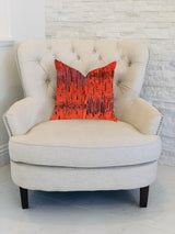 Luminous Skyscraper Luxury Throw Pillow in Orange Red Tones, 20"x20"