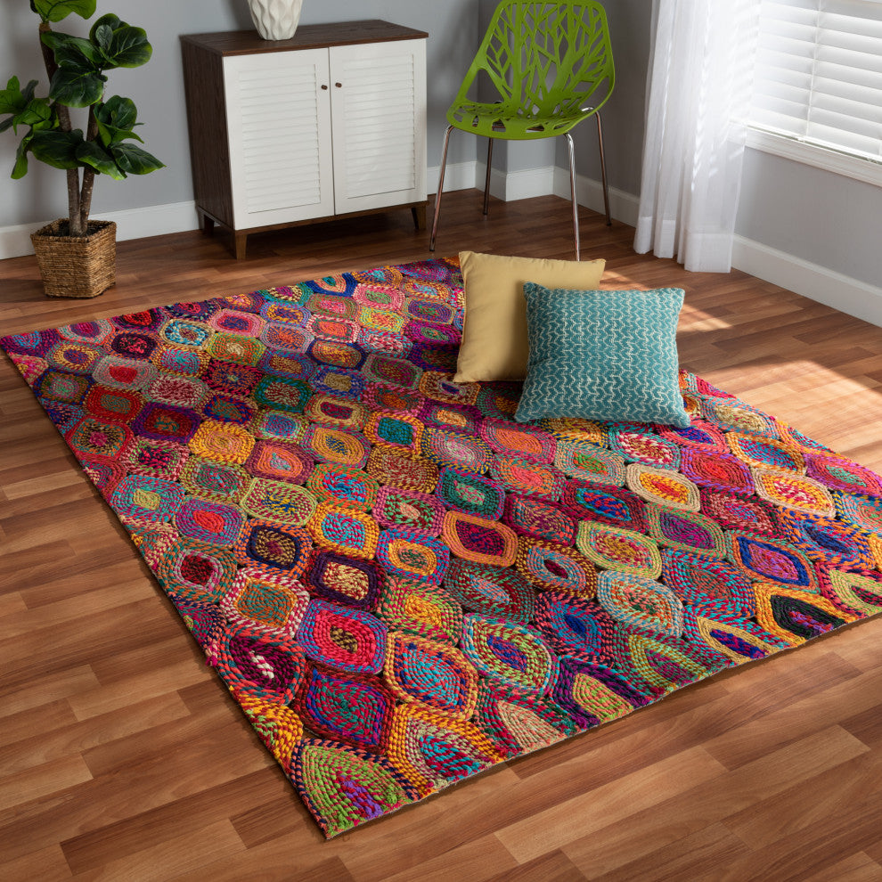 Addis Modern Multi-Colored Handwoven Fabric Area Rug
