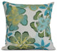 18x18", Floral Outdoor Pillow, Blue And Green