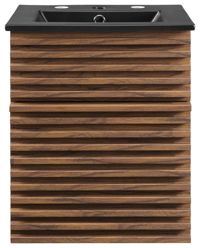 Render 18" Wall-Mount Bathroom Vanity, Walnut Black