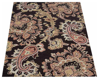 HAND TUFTED WOOL ECO-FRIENDLY AREA RUGS-Brown Color, Floral Design