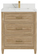 Santa Monica 30 Single Sink Bath Vanity in Whitewashed Teak 2" Calacatta Laza