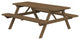 Pine Picnic Table with Attached Benches, Mushroom Stain, 8 Foot
