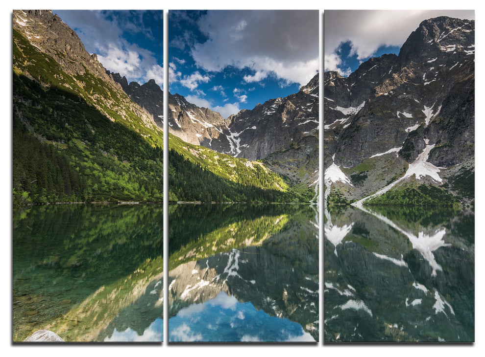 "Reflection of Mountain Peaks" Art Print Canvas, 3 Panels, 36"x28"