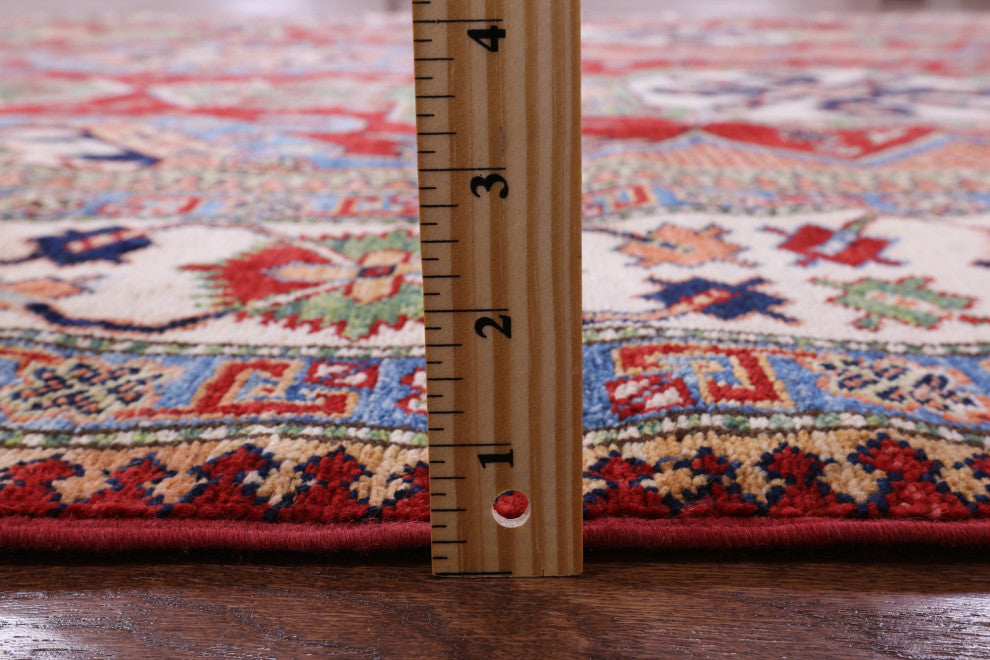 8' 1" X 10' 1" Super Kazak Geometric Handmade Wool Rug Q10535