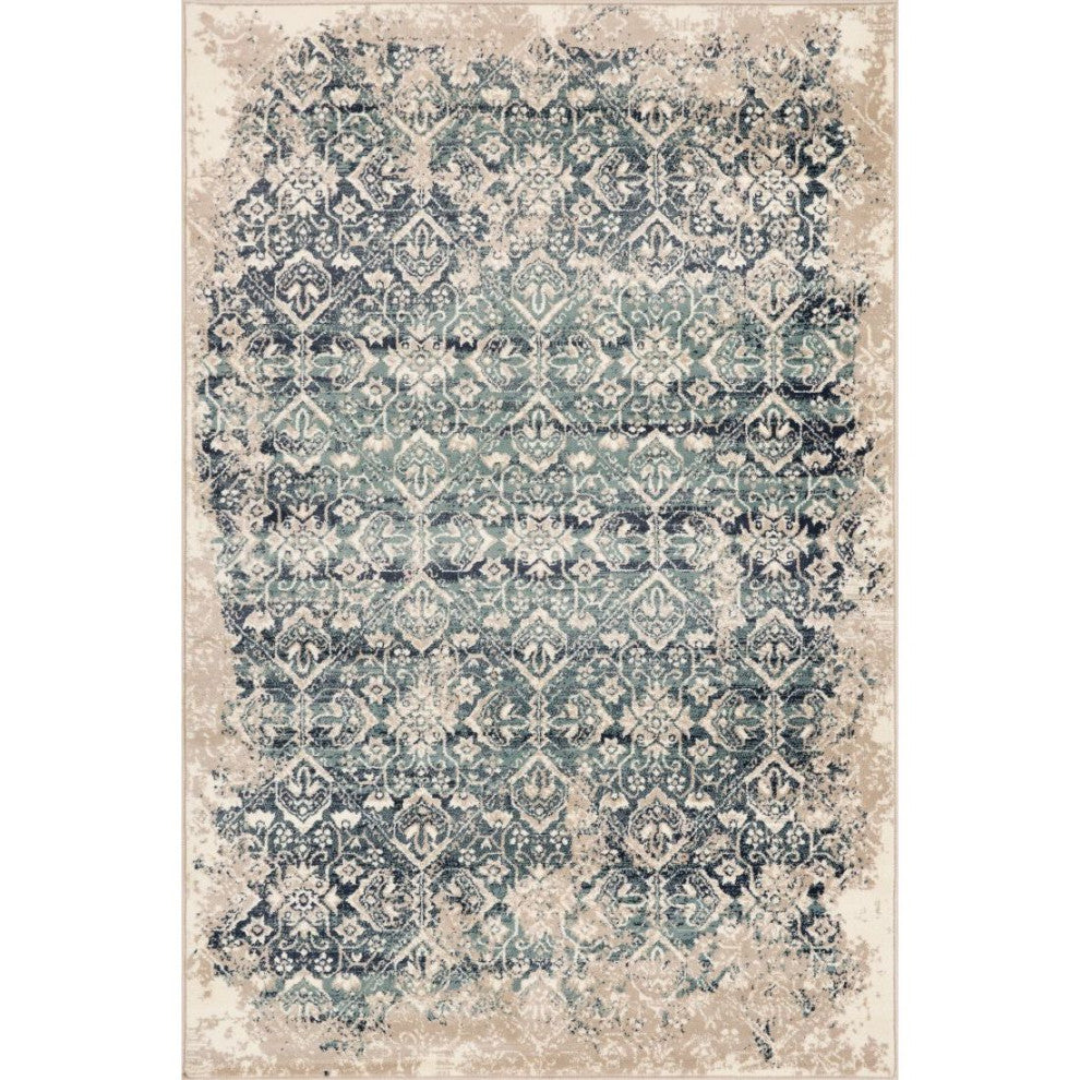 KAS Heritage 9372 Ivory/Blue Anna Area Rug, 7'7" x10'10"