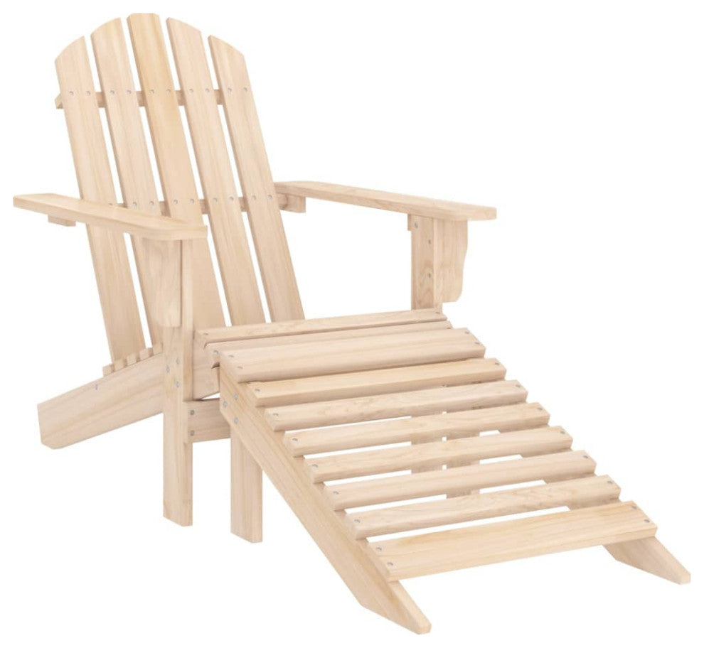 vidaXL Adirondack Chair Patio Adirondack Chair with Ottoman Solid Wood Fir