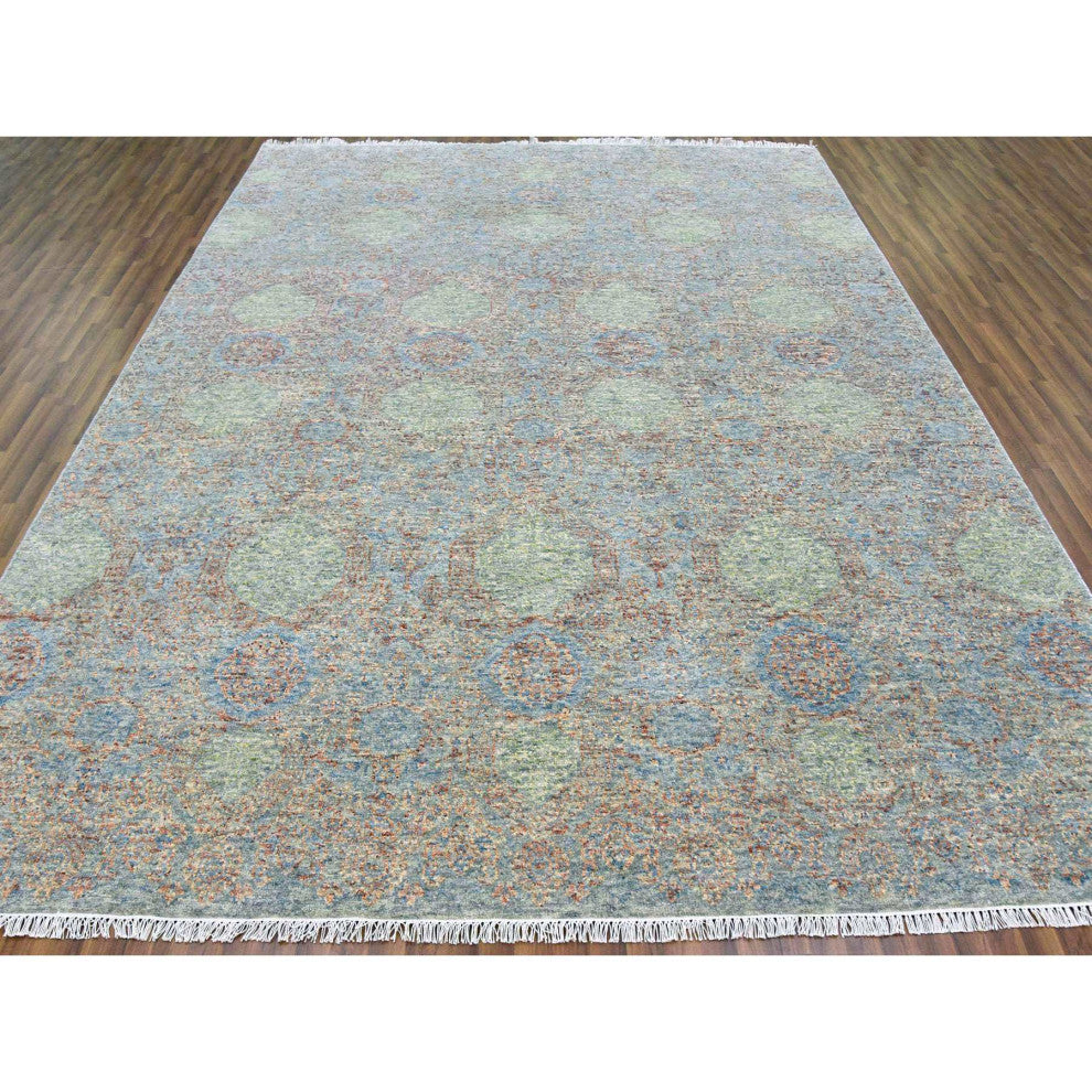 Hand Knotted Obscured and Subtle,Pure Wool, Soft, Oriental Rug, 9'2"x12'