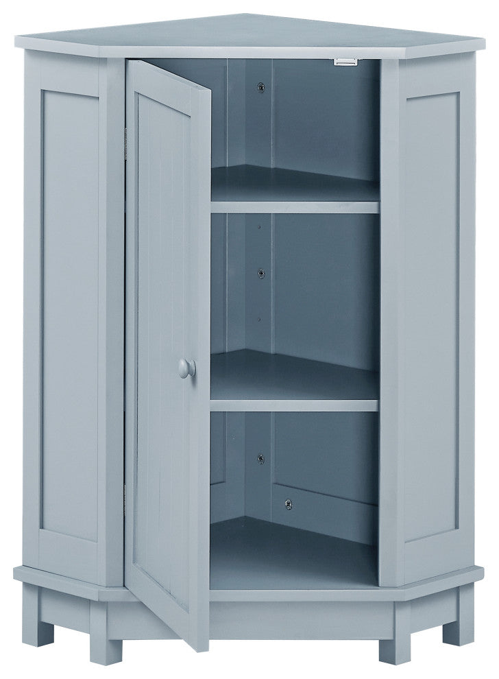 32" Freestanding Triangle Corner Bathroom Storage Cabinet, Blue