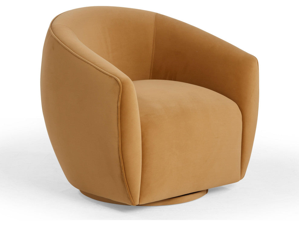 Jordan Velvet Swivel Chair, Tan