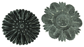 Distressed Embossed Tin Flower Decorative Wall Plaque Set of 2