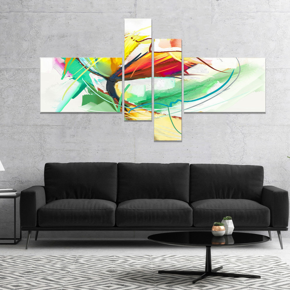 Still Life of Yellow Red Color Flower, Floral Canvas Print, 60"x32", 4 panels