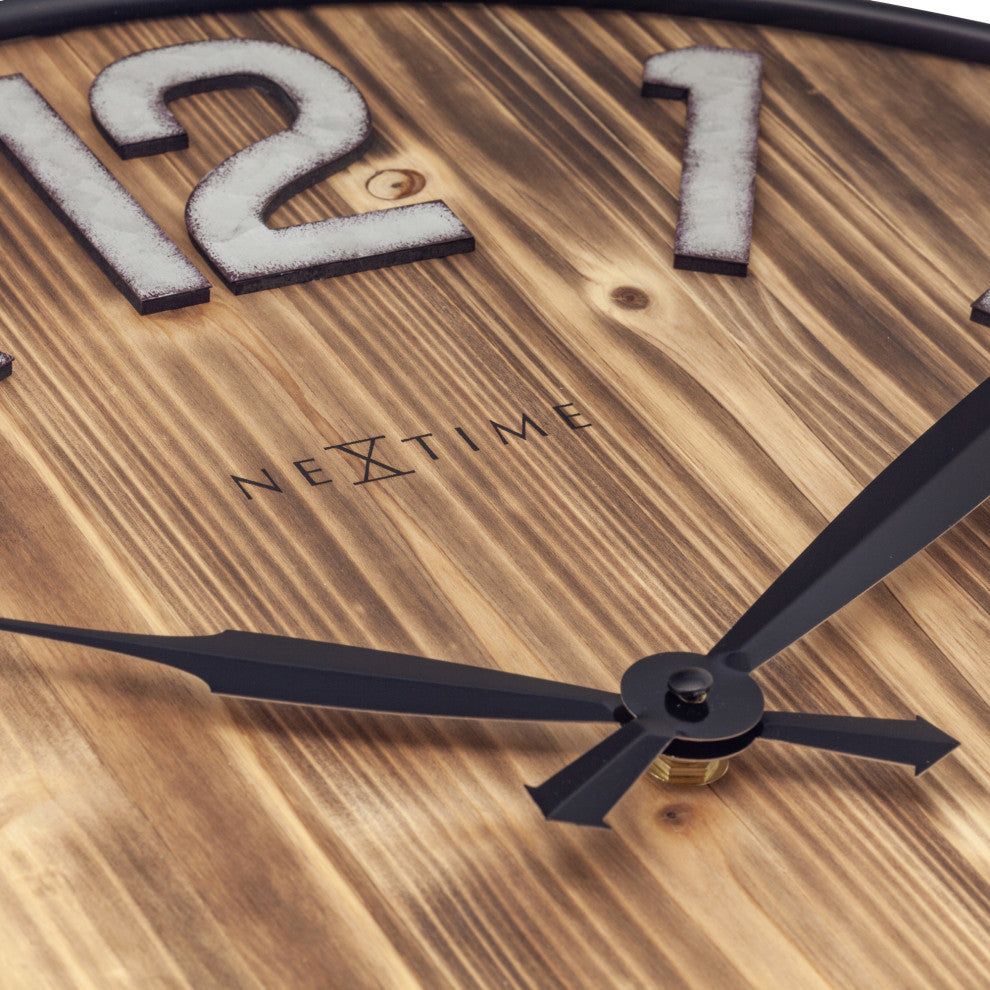 Aberdeen 20" Wooden Wall Clock With Metal Numbers