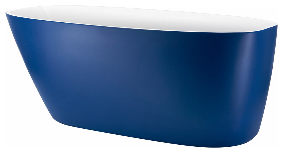 59" Acrylic Freestanding Single Slipper Soaking Bathtub, Blue