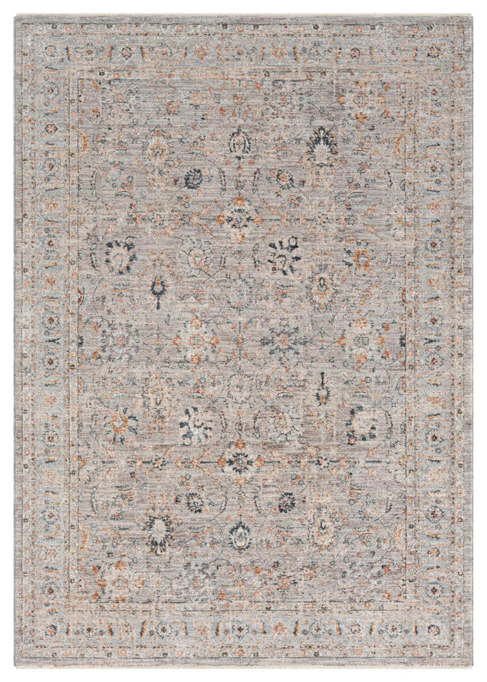 Manor Sarouk Machine Made Indoor Area Rug, 2'6"x7'5", Charcoal