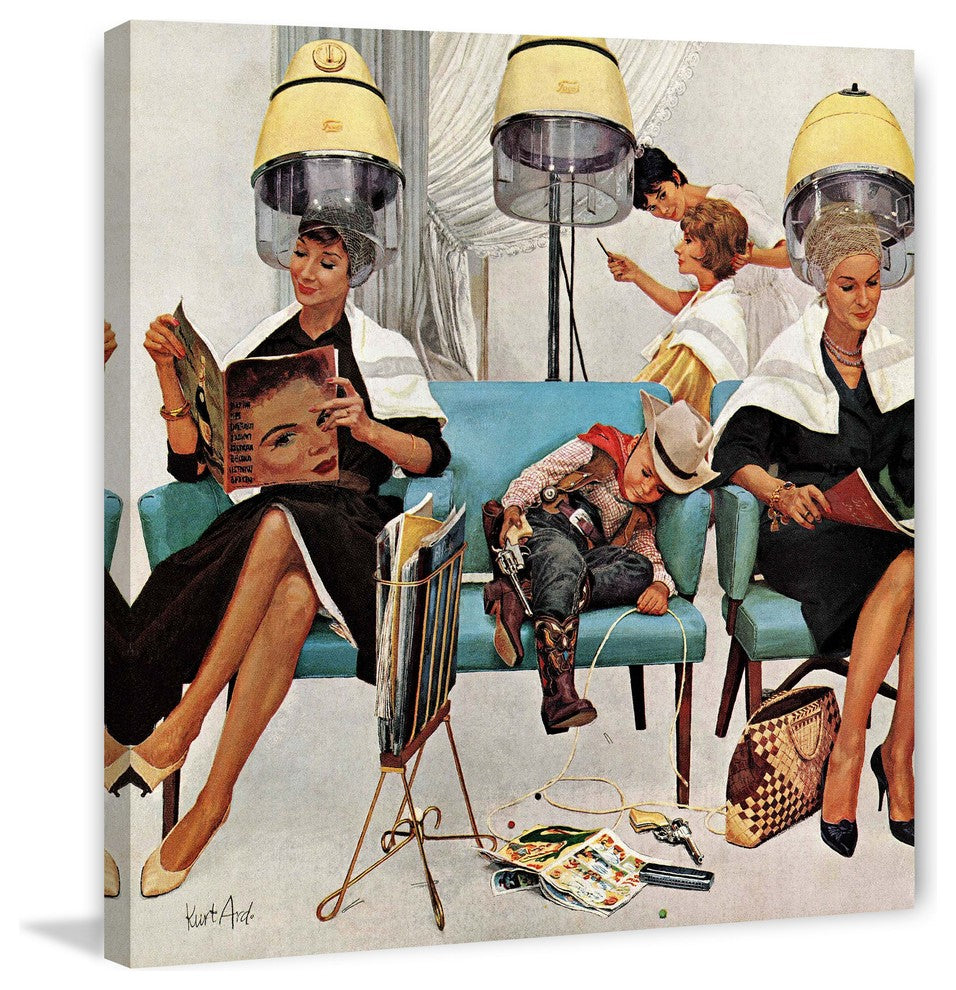 "Cowboy Asleep in Beauty Salon" Print on Canvas by Kurt Ard