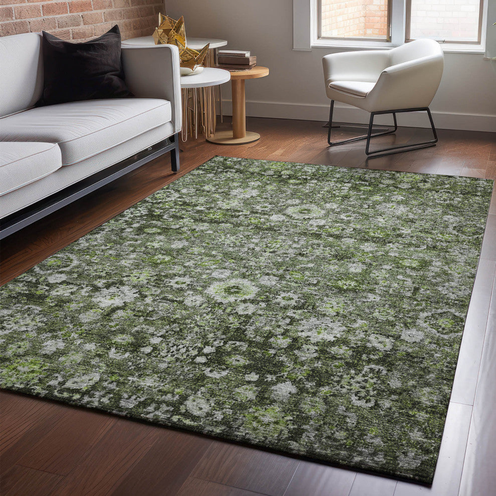 Premium Machine Washable Mayfield AMF651 Green 5' x 7'6" Rug