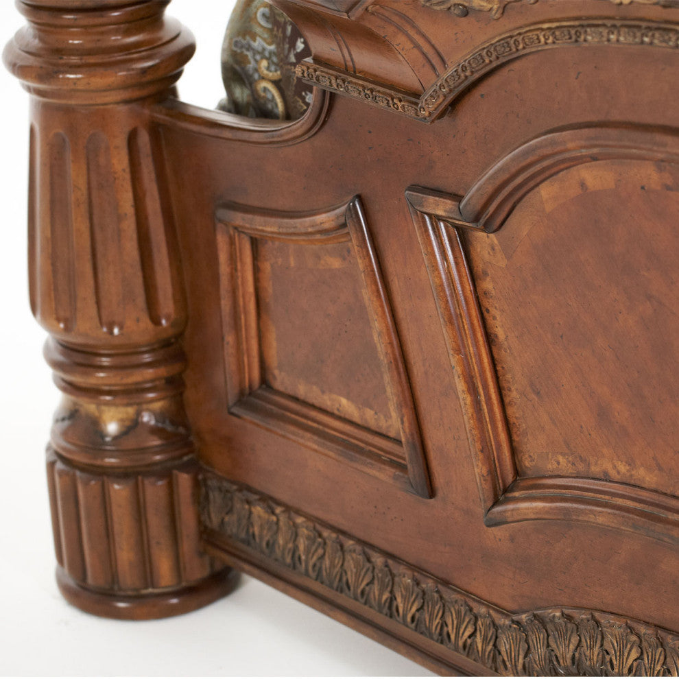 Villa Valencia Eastern King Low Poster Bed, Classic Chestnut