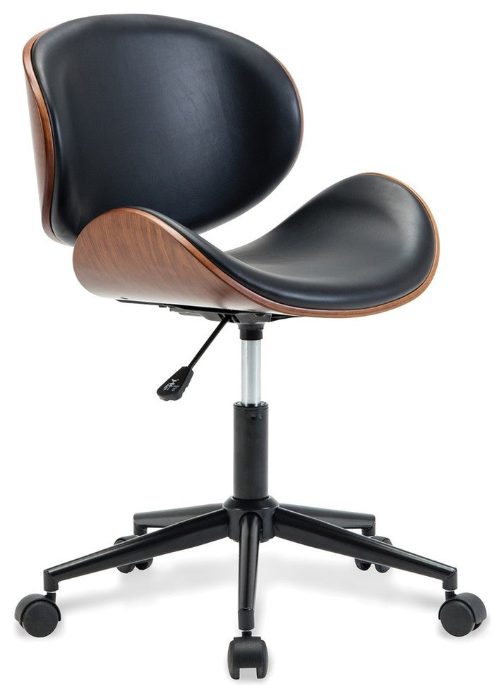 Mid-Century Swivel Office Desk Chair, Black