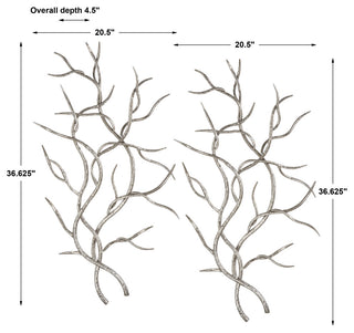 Uttermost Branches Wall Art, Set of 2, Silver, 20.5"x36.63"